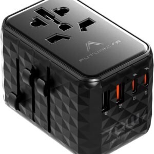 All in 1 TravlMate 5v and 20v Laptop, MacBook, Mobile 70W GaN Universal Travel Adapter, 2500W, Global Plug Compatibility, 4-in-1 Design