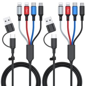 6 in 1 Multi Charging Cable 2Pack-6FT Multi USB Cable 3A Multi Charger Cable