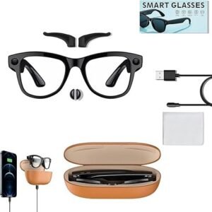 M02 Ultra Smart Glasses with 8MP Camera, Reverse Charging Case